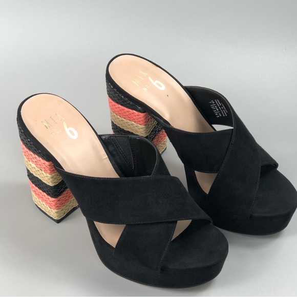 Mix No.6 Logahn Platform Suede Open Toe Mule Shoe Size 7 - Picture 1 of 13